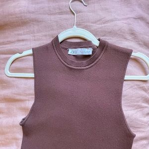 Zara Brown Ribbed dress